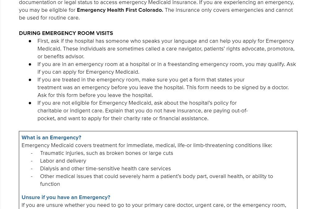 How to Ask for Emergency Medicaid in Pueblo